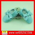 Cheap wholesale China OEM blue cow leather soft bow baby girl shoes with kid